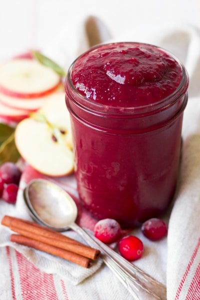 Skip the canned cranberry sauce and make this amazing Healthy Cherry Cranberry Sauce for the holidays instead. It's easy to make, naturally sweetened, chock-full of cranberries, cherries and apples, with a hint of orange and cinnamon. | Recipes to Nourish