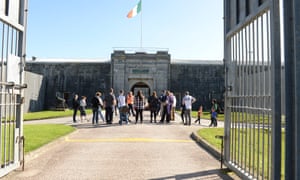 The Fort Entrance at Spike Island with a group of visitors outside.