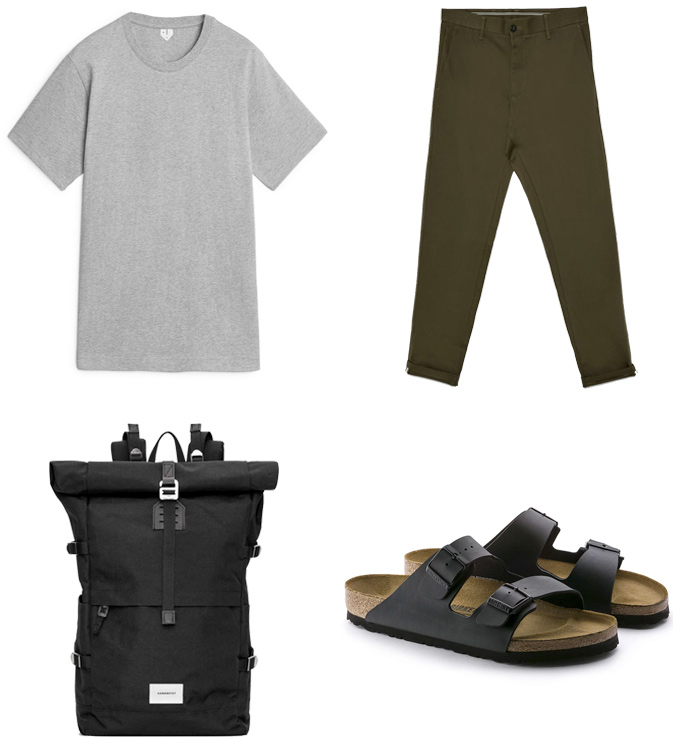 Chinos with sandals outfit for men