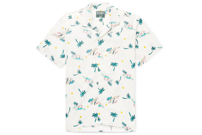 GITMAN VINTAGE Camp-Collar Printed Cotton-Blend Shirt