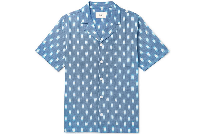 FOLK Camp-Collar Printed Cotton Oxford Shirt