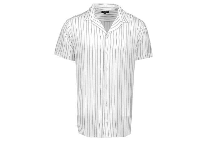 SHORT SLEEVE VERTICAL STRIPE REVERE SHIRT