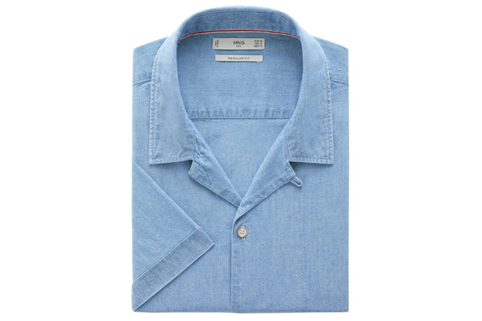 Light wash regular-fit denim shirt