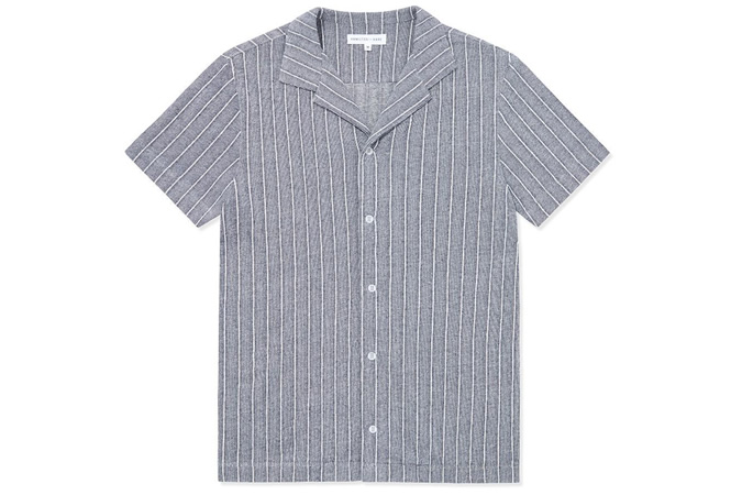 Decking Stripe Open Collar Shirt - Navy