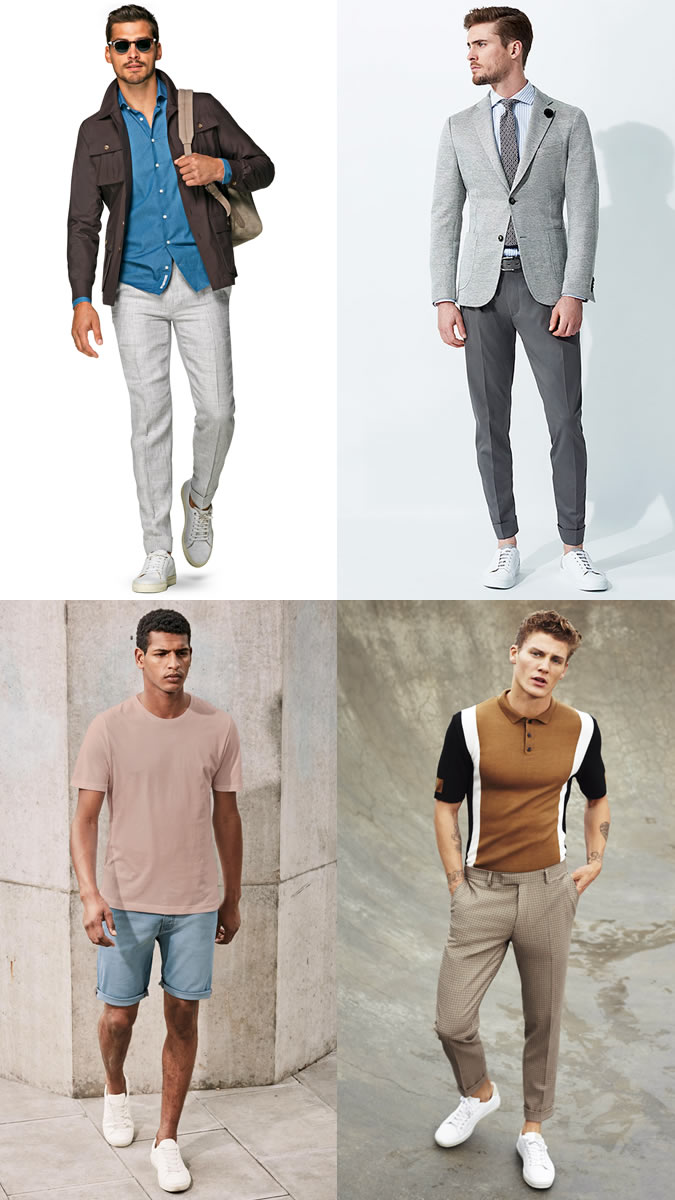 Men's Summer White Trainers/Sneakers Outfit Inspiration Lookbook