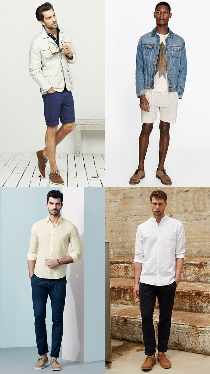 Men's Summer Suede Derbies/Shoes Outfit Inspiration Lookbook