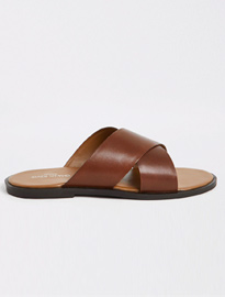 River Island Brown Leather Cross Strap Sandals