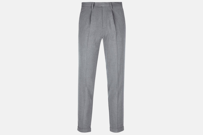 Charcoal Grey Pleated Tapered Fit Smart Trousers