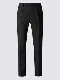 M&s Collection Regular Fit Single Pleated Trousers