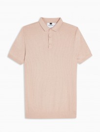 Topman Pink Short Sleeve Button Knitted Polo