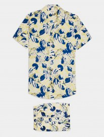 Topman Selected Homme Yellow Tokyo Print Shirt And Shorts Co-ord