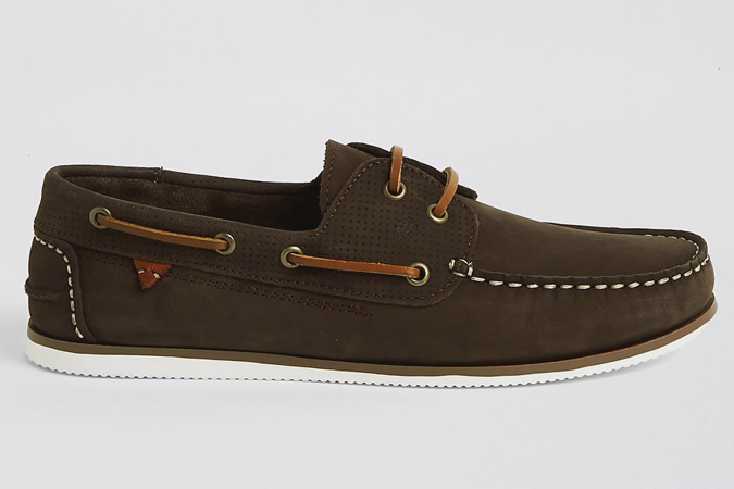 Brown leather boat shoes