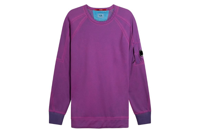 RE-COLOUR II FLOU LIGHT FLEECE LENS CREW SWEATSHIRT IN BLUEJAY