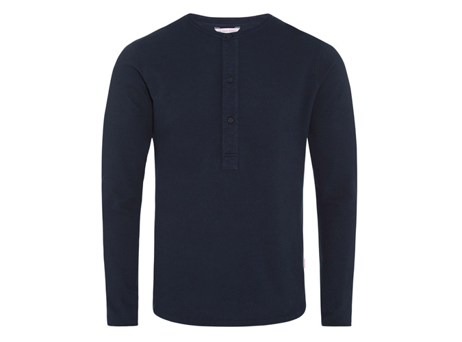 CRAINE WAFFLE Navy Henley T-Shirt