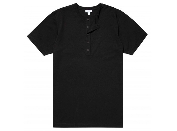 Men's Organic Cotton Henley T-Shirt in Black