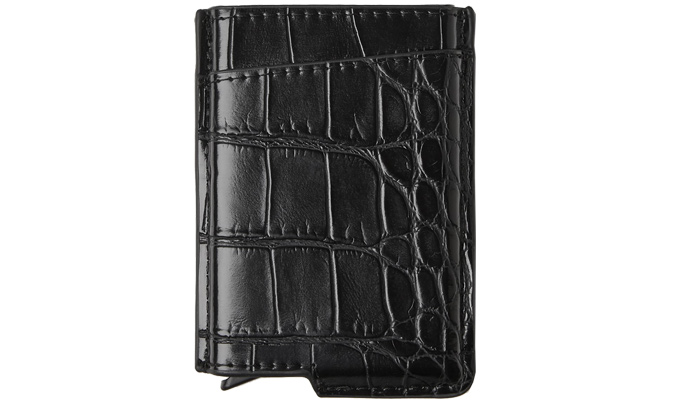 BLACK EMBOSSED FUNCTIONAL CARD HOLDER