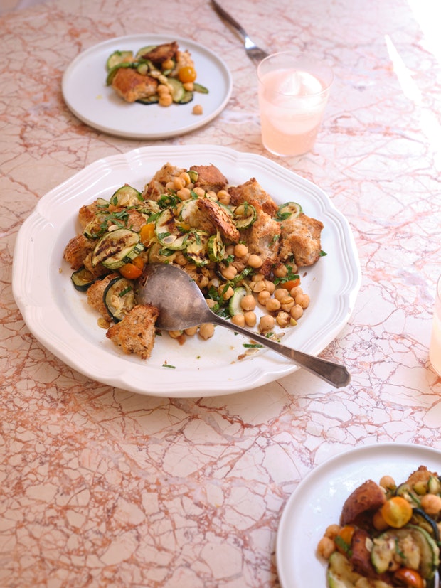 Grilled Zucchini Bread Salad