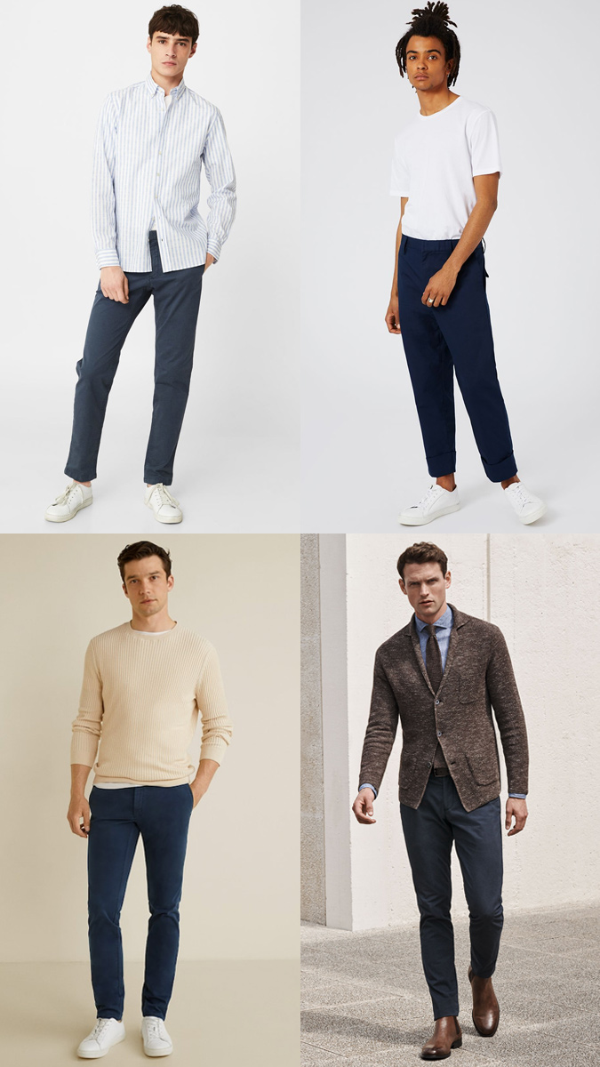 Men's Navy Chinos Outfit Inspiration Lookbook