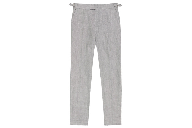 DAGGER WOOL LINEN BLEND SLIM FIT TROUSERS