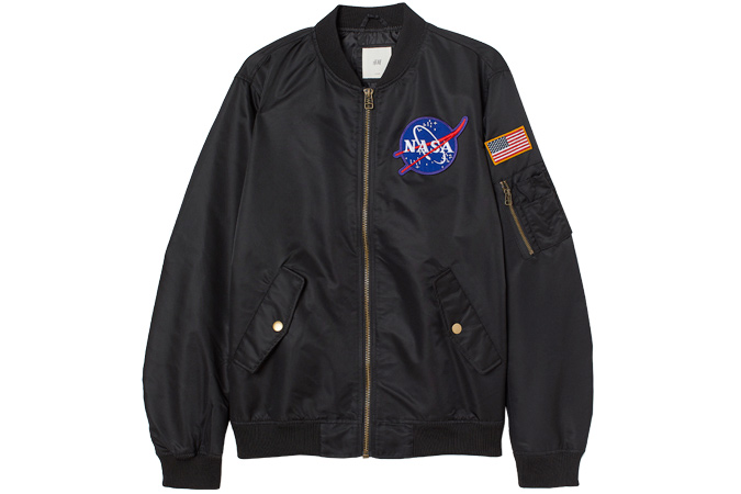 Bomber jacket with appliqués