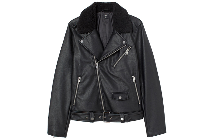 Pile-collared biker jacket