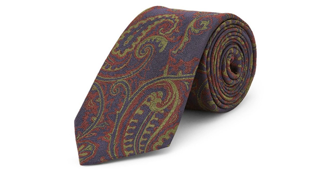 Navy Flass Self Tipped Silk Tie