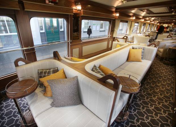 The lounge on board the Belmond Grand Hibernian. Photo: Leon Farrell/Photocall Ireland.