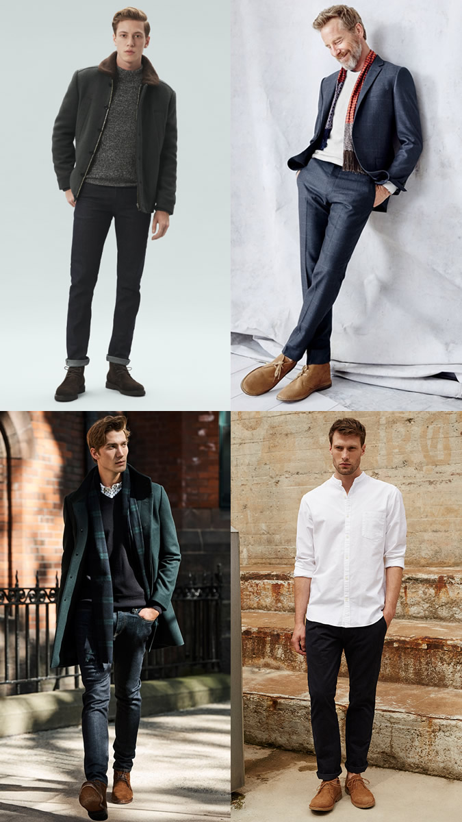 Men's Suede Desert Boots Outfit Inspiration Lookbook