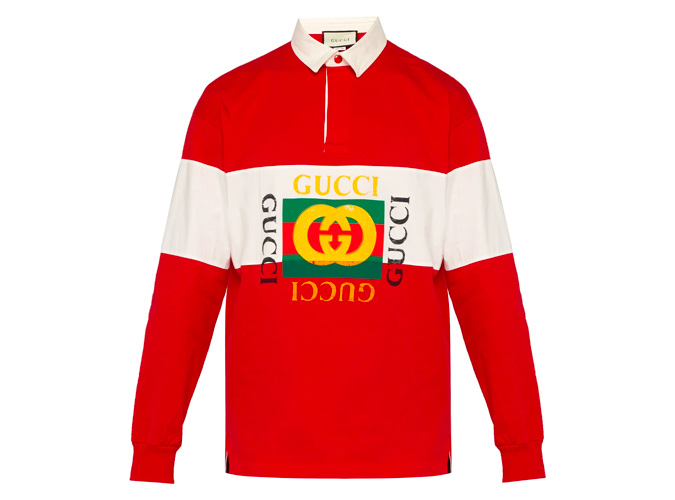 GUCCI Fake logo cotton-jersey rugby shirt