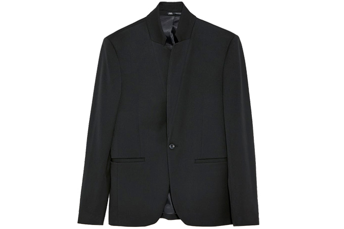 INVERTED LAPEL COLLAR SUIT BLAZER