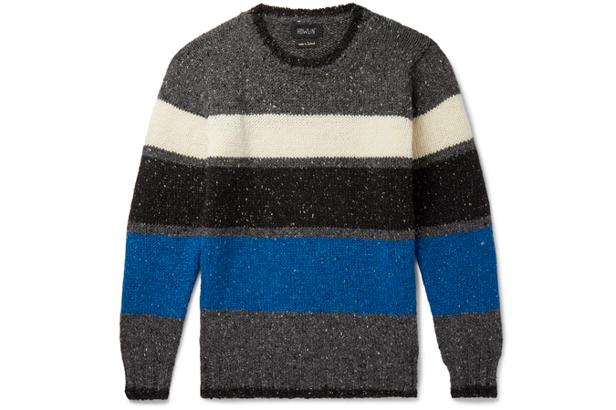 HOWLIN' Praise Yah Striped Donegal Wool Sweater