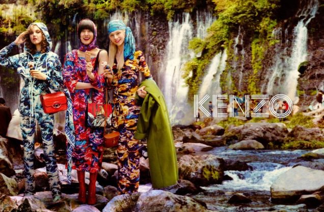 Lindsey Wixson, Kiko Arai and Hunter Schafer for Kenzo Fall 2019.