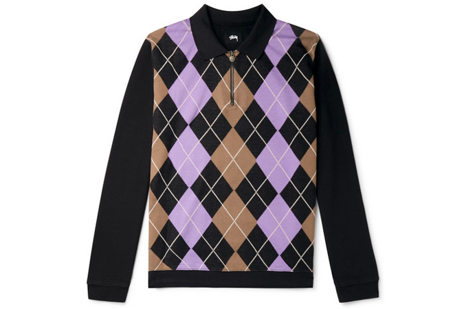 STÜSSY Argyle Cotton Half-Zip Sweatshirt