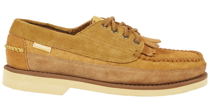 Universal Works X Sebago 'Campsides' Seneca In Pluri Light Brown Suede