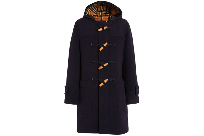 Vintage Check Detail Wool Blend Hooded Duffle Coat