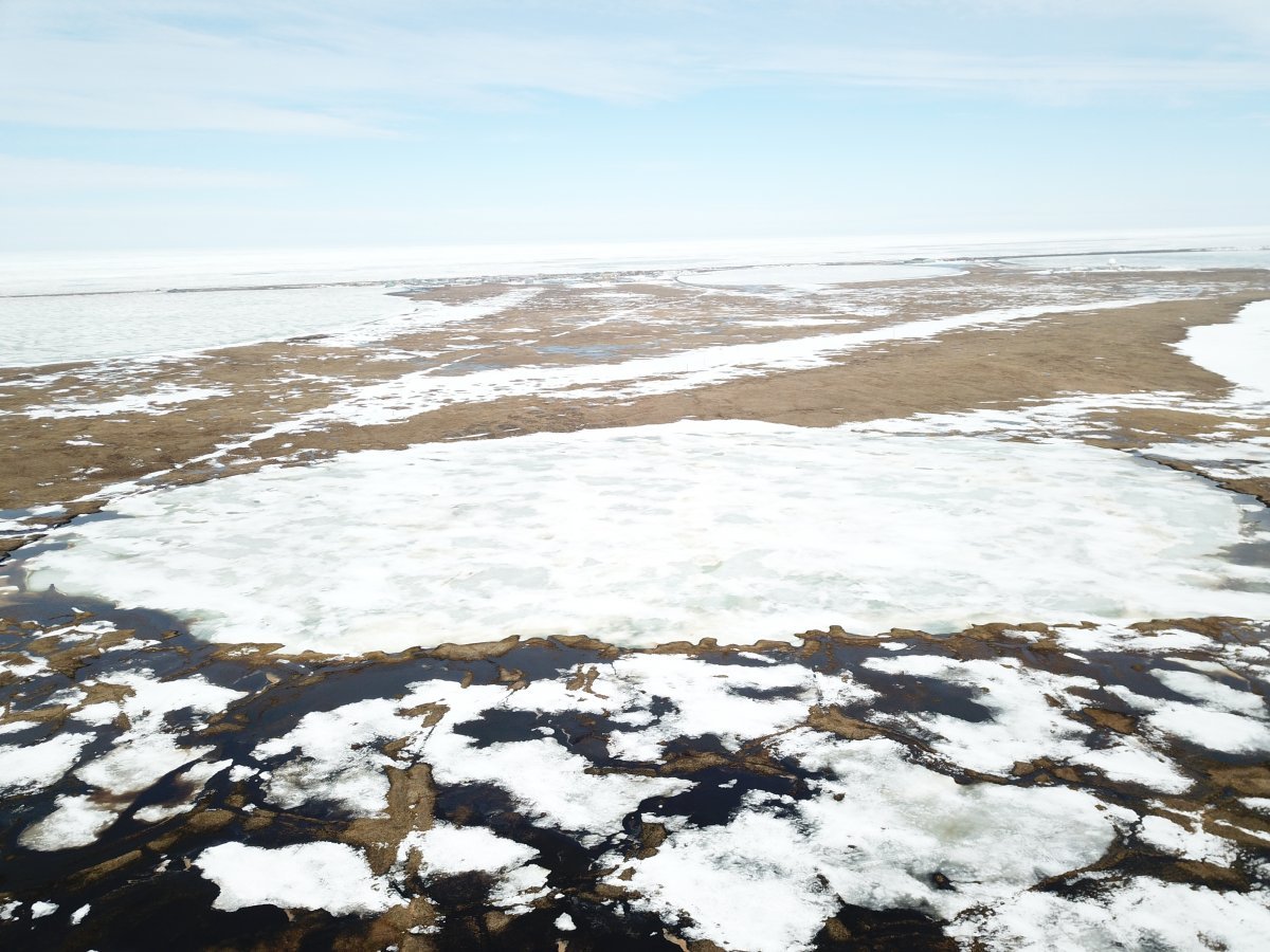 Ice911's beads are tested in a small area in Alaska. (Courtesy of Susan Kramer/Ice 911)