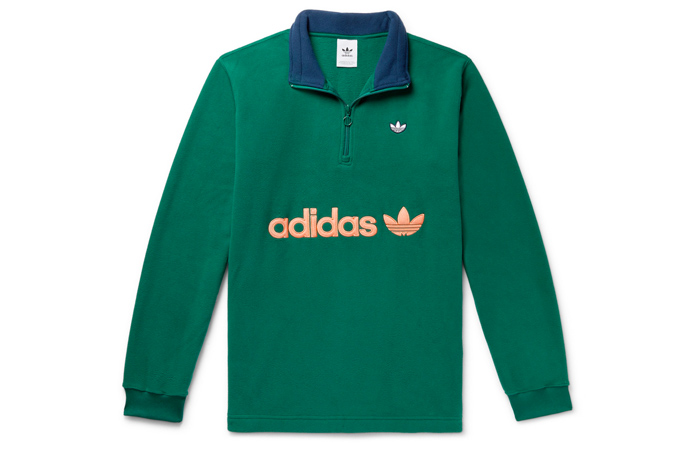 ADIDAS ORIGINALS Samstag Colour-Block Logo-Appliquéd Fleece Half-Zip Sweatshirt