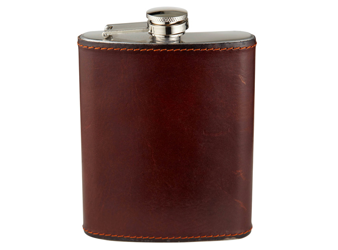 John Lewis & Partners Made In Italy Hip Flask, Brown