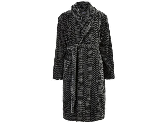 M&S COLLECTION Velvet Touch Zigzag Dressing Gown