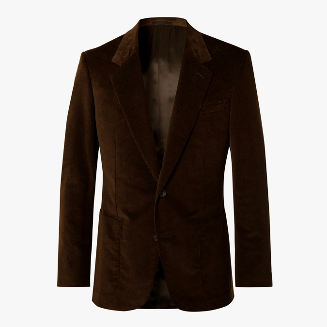 EXCLUSIVE KINGSMAN Brown Slim-Fit Cotton-Blend Corduroy Suit Jacket