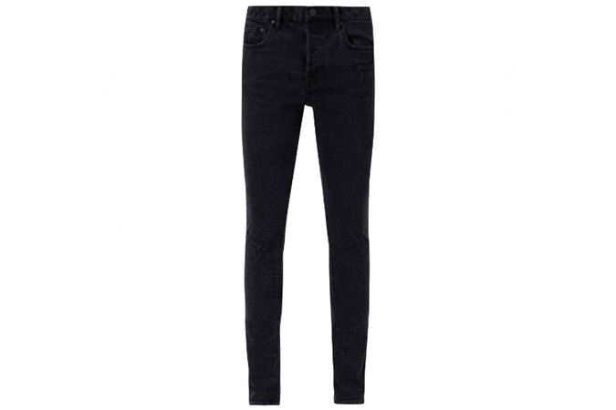 CIGARETTE DAMAGED SKINNY JEANS, WASHED BLACK