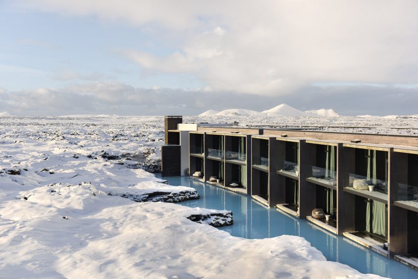 The Retreat at Blue Lagoon Iceland is a 62-room resort hotel embedded in the lava formations and turquoise geothermal pools of Iceland's Blue Lagoon complex