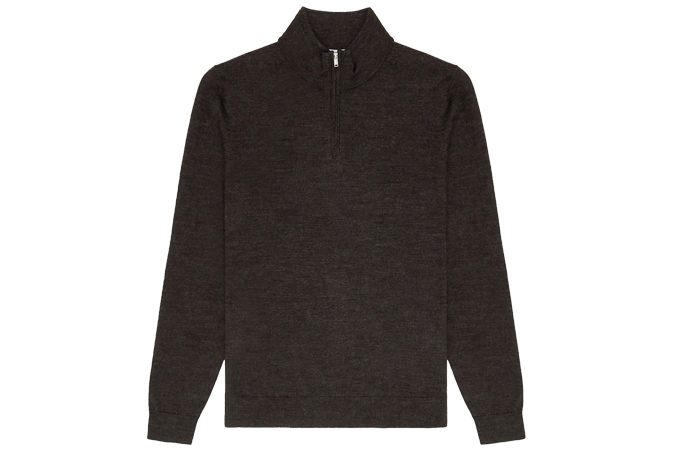 BLACKHALL MERINO WOOL ZIP NECK JUMPER