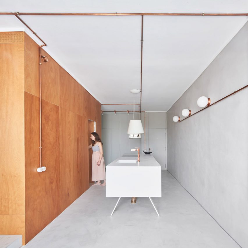 Interiors of Barcelona marina apartment, designed by Cometa Architects