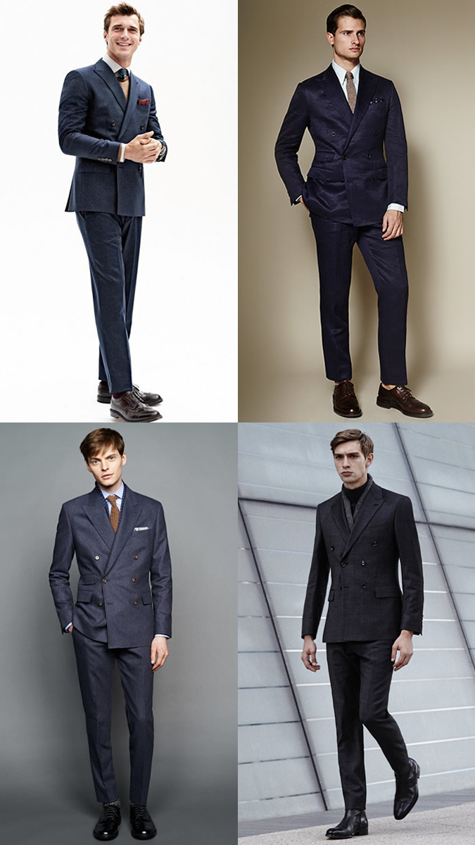 Men's Dark Double-Breasted Suit Outfit Inspiration Lookbook