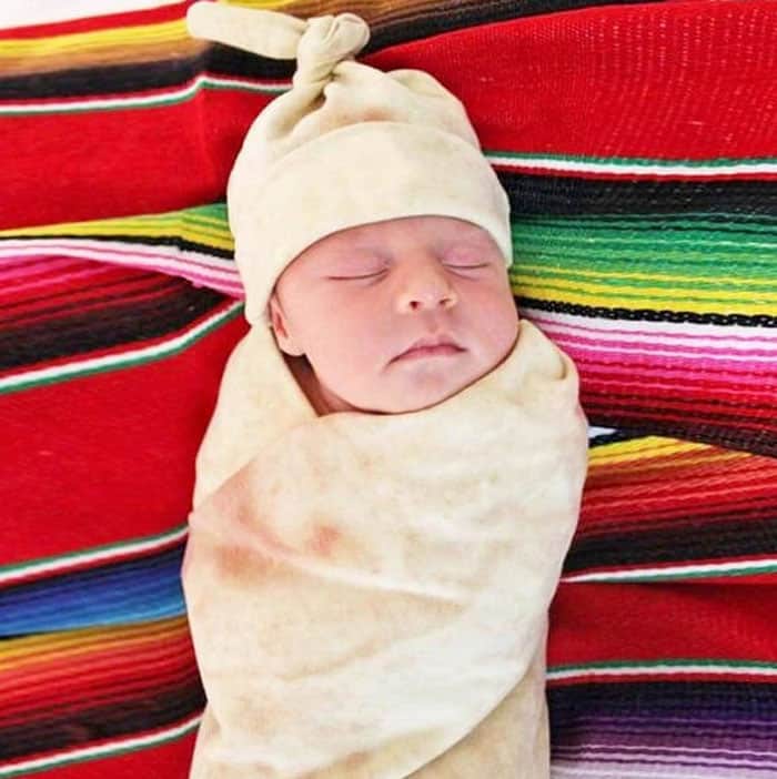 baby wrapped in burrito swaddle