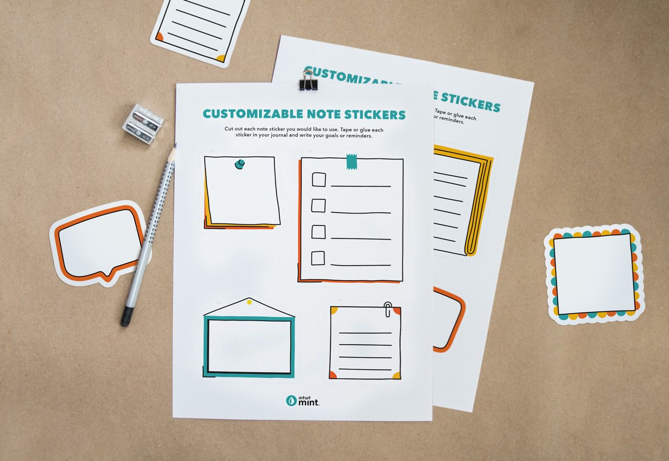 Customizable Note Stickers Mockup