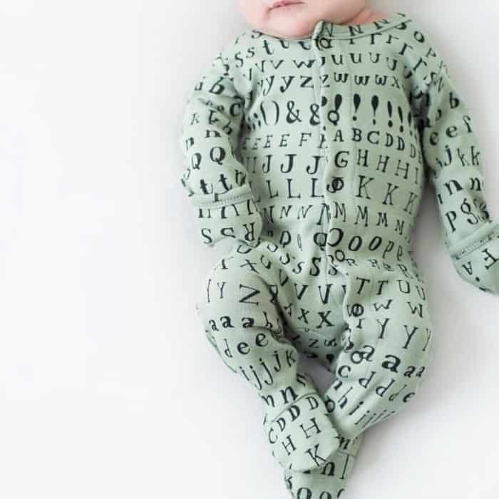 Organic green alphabet baby sleeper