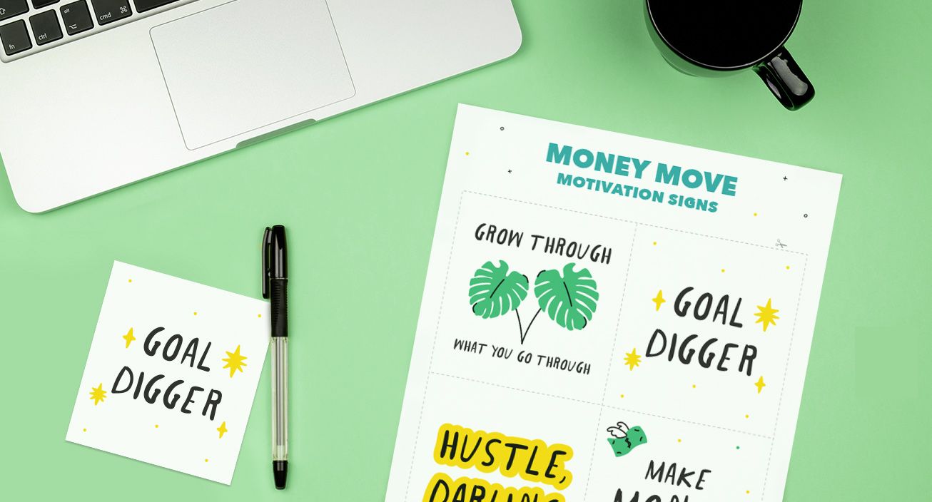 Money move motivational signs mockup