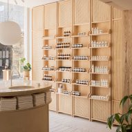 O'Sullivan Skoufoglou create peach-hued skincare store in England